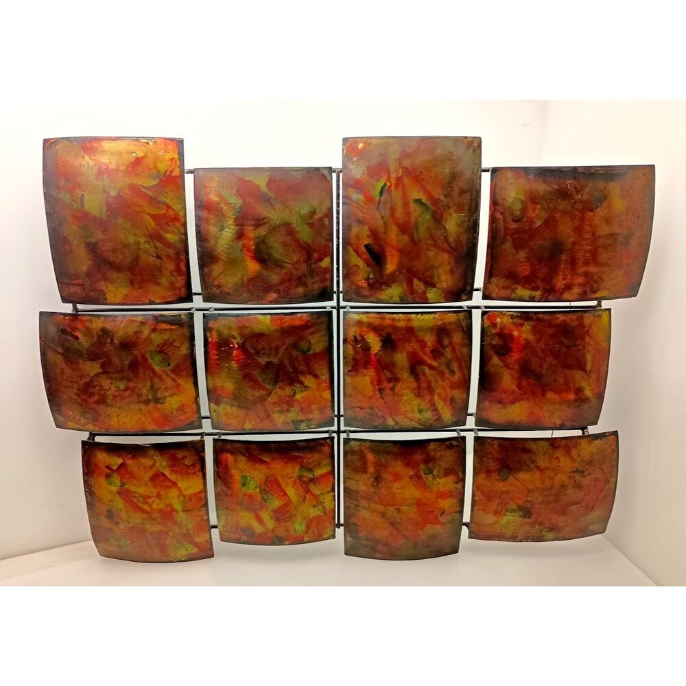 Large 12 Panel Abstract Metal Wall Art Multicolor Modern Hanging Home Decor
